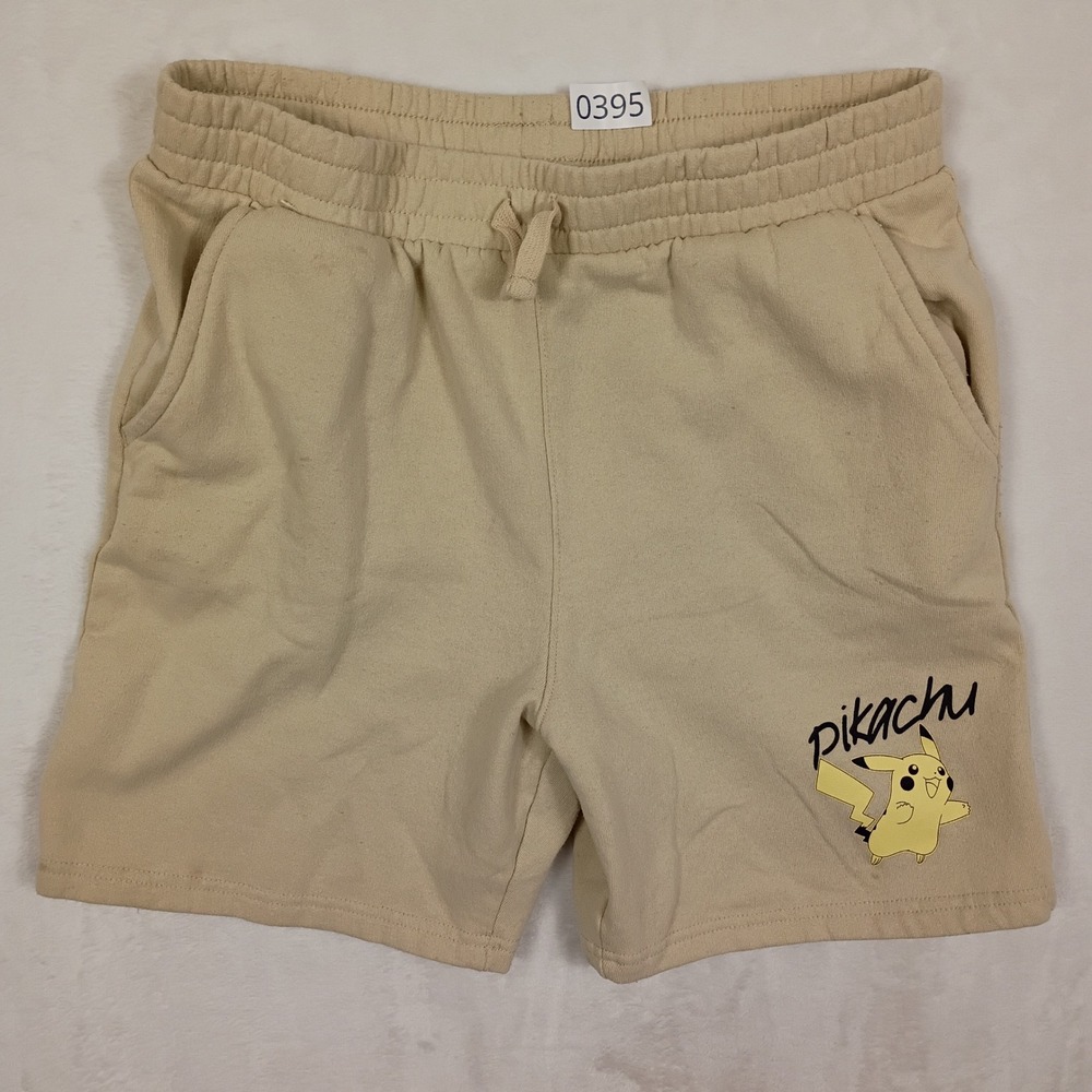 Pokemon Pikachu Sweat Shorts Mens XL Tan Fleece Graphic Nintendo  Streetwear